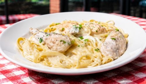 Fettuccine Alfredo with grilled chicken